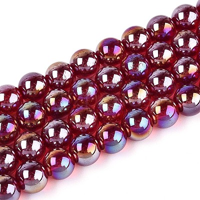 Electroplate Transparent Glass Beads Strands GLAA-T032-T8mm-AB20-1