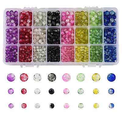 1920Pcs 3 Style Spray Painted Crackle Glass Beads CCG-CJ0001-04-1