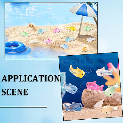 70Pcs 7 Colors Luminous Transparent Resin Shark Ornaments DJEW-SC0001-23-1