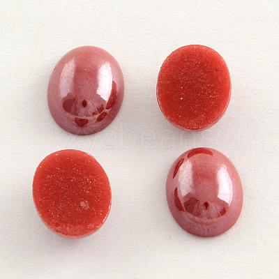 Pearlized Plated Opaque Glass Cabochons PORC-S804-10x14-24-1