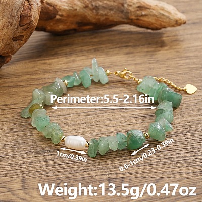 Elegant Bohemian Style Natural Green Aventurine Chip Beaded Bracelets WW5494-6-1