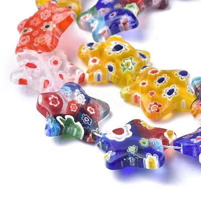 Star Handmade Millefiori Glass Beads Strands LK-R004-78-1