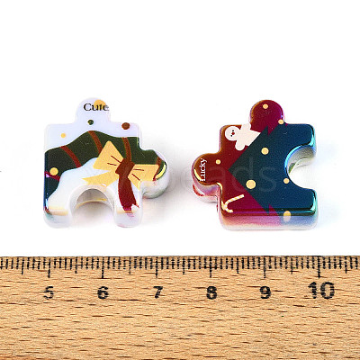 UV Plating Opaque Printed Acrylic European Beads OACR-N153-06-1