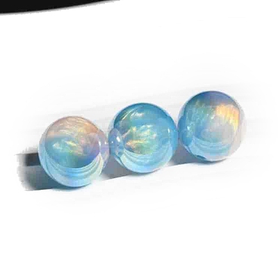 30Pcs Gradient Color & UV Plating Rainbow Iridescent Opaque Resin Beads PW-WG1BD98-15-1