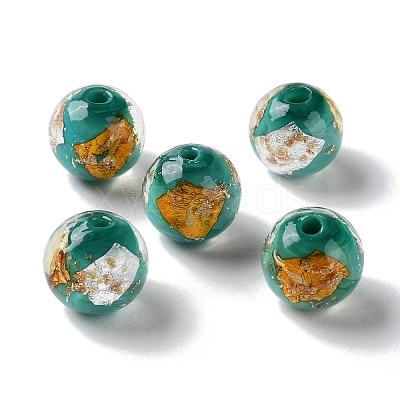 Handmade Gold & Silver Foil Lampwork Beads GLAA-G107-07B-08-1