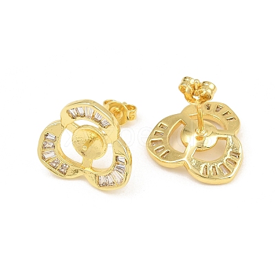 Brass Micro Pave Cubic Zirconia Stud Earring Finding CU-CBAA5EE-01G-1
