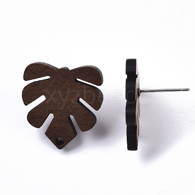 Tropical Theme Walnut Wood Stud Earring Findings MAK-N033-001-1