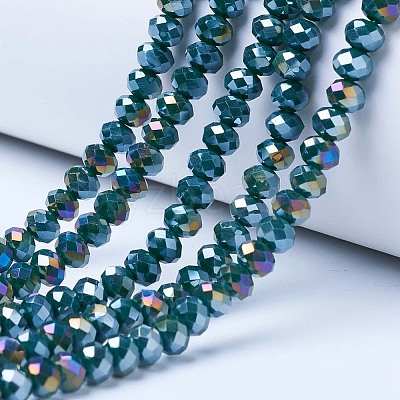 Electroplate Glass Beads Strands X-EGLA-A034-P4mm-B10-1