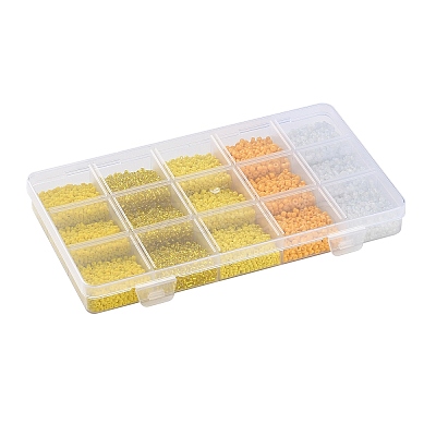 DIY 15 Grids ABS Plastic & Glass Seed Beads Jewelry Making Finding Beads Kits DIY-G119-02G-1