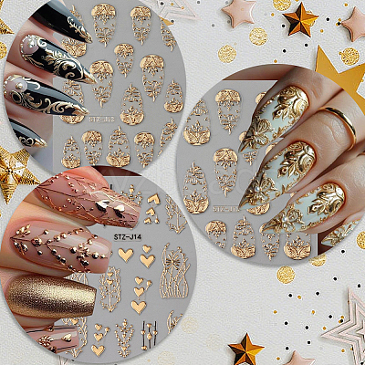 4Pcs 4 Styles Branch Self Adhesive PET Nail Art Stickers Decals MRMJ-SP0001-18-1
