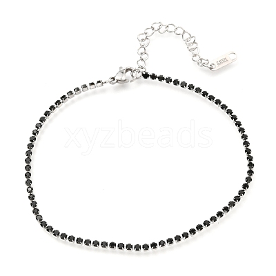 304 Stainless Steel Rhinestone Cup Chain Bracelets AJEW-B004-01A-1