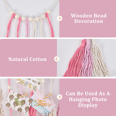 Bohemian Hand-woven Cotton Rope Tassel with Wood Beads Wall Hanging Ornaments FIND-WH20019-136A-02-1