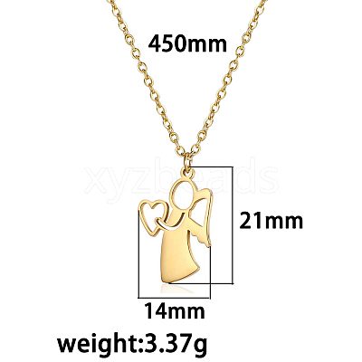 304 Stainless Steel Mother Child Silhouette Mama Pendant Necklaces for Women WI4645-1-1
