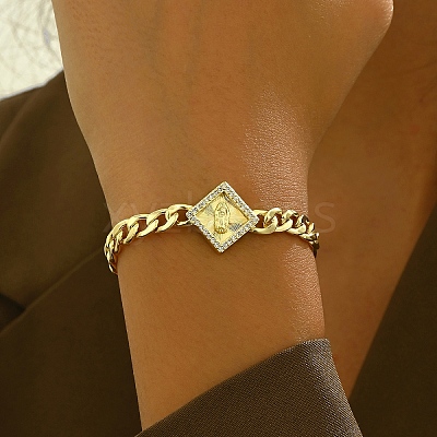 Virgin Marry Theme Brass Micro Pave Clear Cubic Zirconia Link Bracelets SO7559-2-1