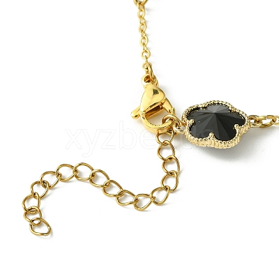 2Pcs 2 Colors Glass Flower Link Bracelets BJEW-JB10586-1