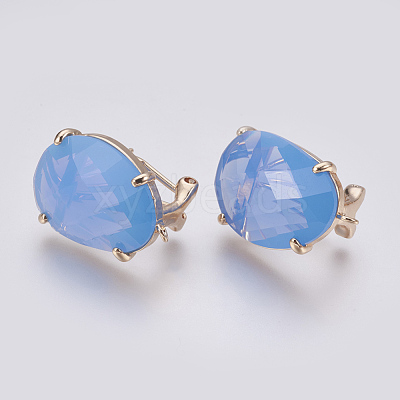 Faceted Glass Stud Earring Findings GLAA-F084-D-1