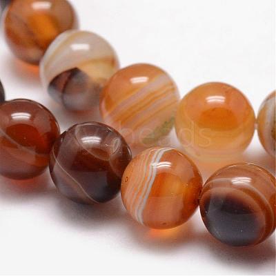 Natural Striped Agate/Banded Agate Bead Strands G-K166-13-10mm-02-1