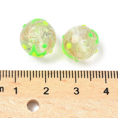 Luminous Handmade Enamel Gold Sand Glass Beads Strands LAMP-U004-08B-1
