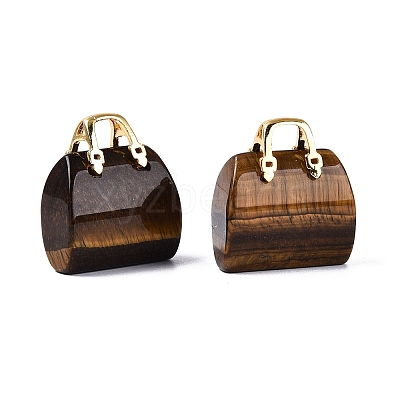 Natural Tiger Eye Pendants G-Q602-01G-02-1