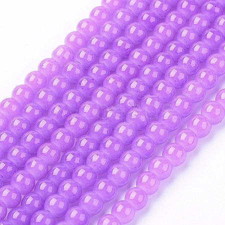 Imitation Jade Glass Beads Strands DGLA-S076-6mm-25-1