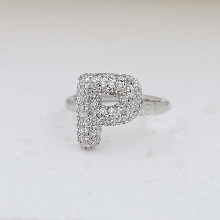 Brass Micro Pave Clear Cubic Zirconia Cuff Rings FS-WG17FF6-16-1