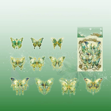 20Pcs 10 Styles Laser Waterproof PET Butterfly Decorative Stickers PW-WG80665-03-1