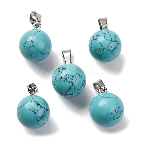 Round Synthetic Turquoise Pendants G-Q434-21-1