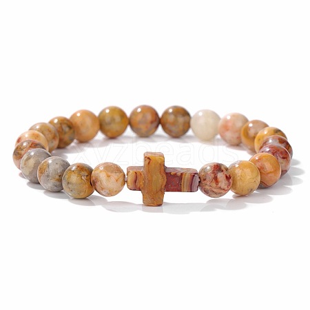 Natural Crazy Agate Round Beads Stretch Bracelets YG0612-8-1