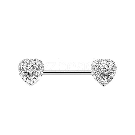 304 Stainless Steel Micro Pave Cubic Zirconia Nipple Rings WG2793F-04-1