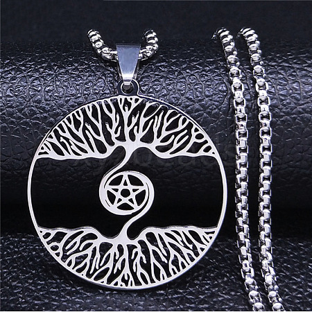 Non-Tarnish 304 Stainless Steel Pendant Necklaces NJEW-C042-07P-1