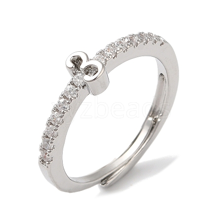 Rack Plating Brass Clear Cubic Zirconia Number 3 Adjustable Rings for Women RJEW-S407-09P-03-1