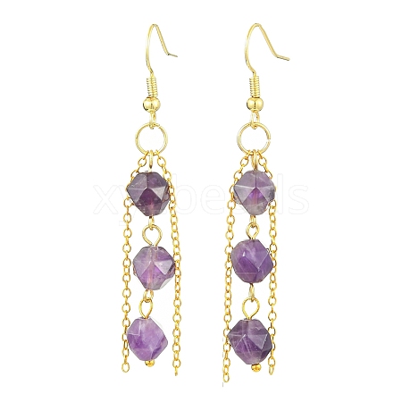 Natural Amethyst Dangle Earrings EJEW-JE06057-1