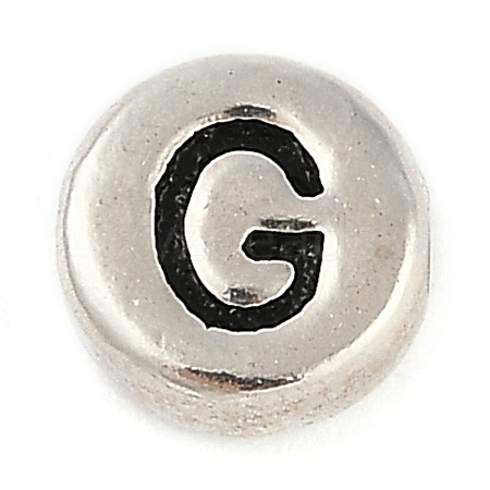 925 Sterling Silver Flat Round with Letter Beads LS-STER-G044-01AS-G-1