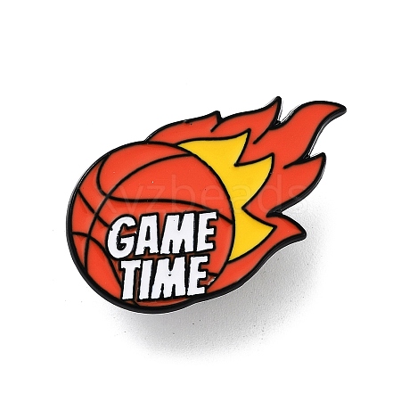 Basketball Theme Black Alloy Brooches JEWB-C032-04D-EB-1