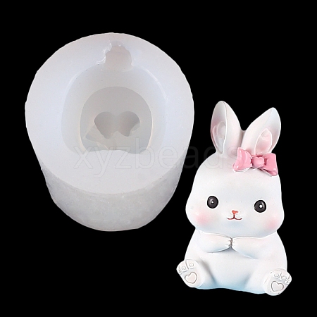 DIY Easter Rabbit Figurine Display Silicone Molds DIY-G070-01D-1