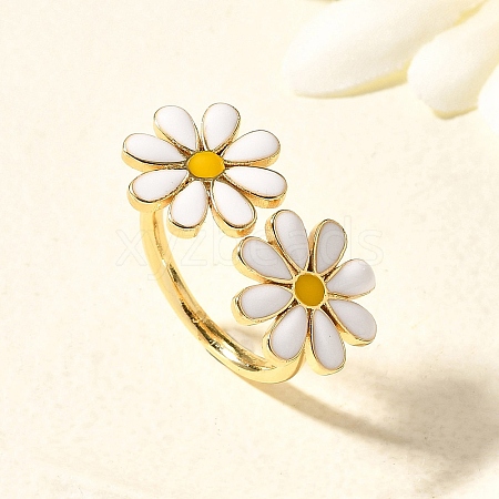 Brass Enamel Cuff Rings for Women RJEW-Q008-14G-02-1