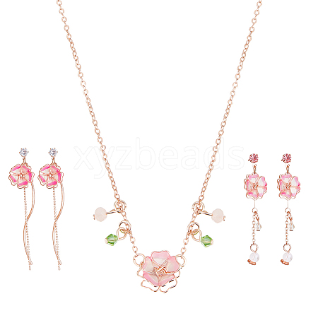 ANATTASOUL Sakura Jewelry Set SJEW-AN0001-58-1