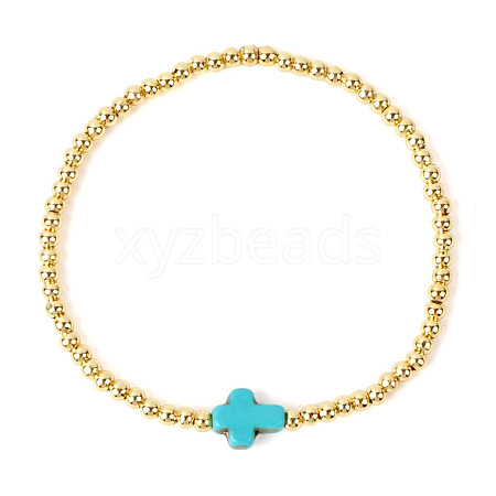 Brass Bead Stretch Bracelets for Women QZ0147-1-1