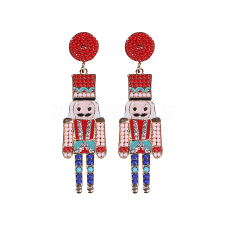 Cartoon Soldier Shape Alloy Enamel Dangle Stud Earrings FS-WGA682D-03-1