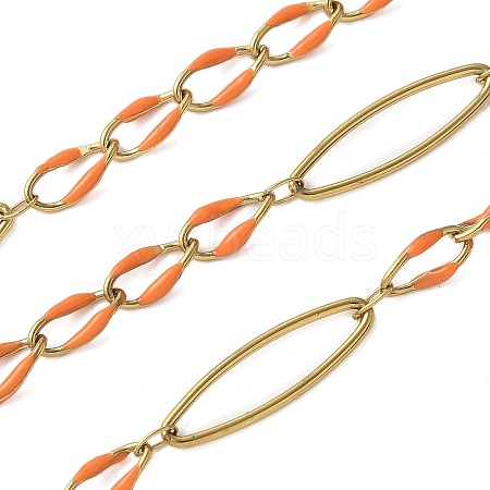 304 Stainless Steel Enamel Link Chains CHS-U003-01G-11-1