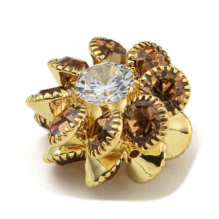 Brass Smoked Topaz Rhinestone Beads KK-I715-26S-01-1