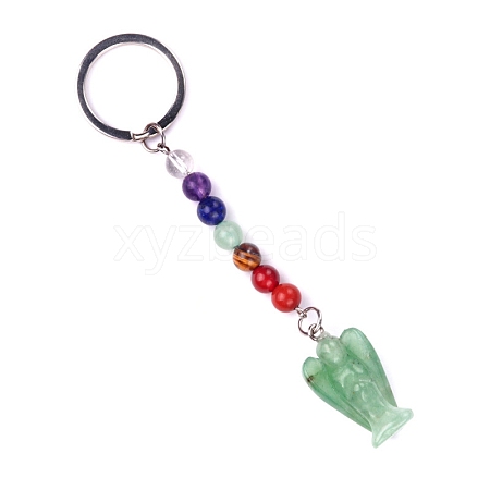 Natural Green Aventurine Angel Pendant Keychain PW-WG23639-03-1