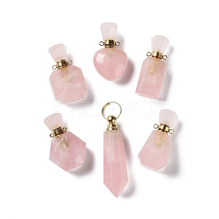 Natural Rose Quartz Perfume Bottle Pendants G-A026-10-1