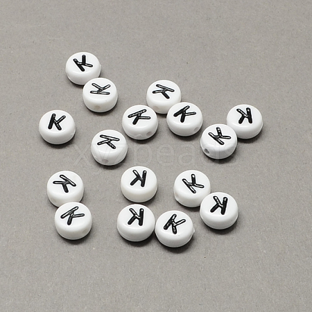 White and Black Acrylic Horizontal Hole Letter Beads SACR-Q101-01K-1