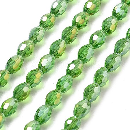 Transparent Electroplate Glass Beads Strands EGLA-A037-T6x8mm-B11-1