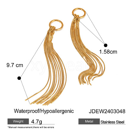 304 Stainless Steel Chain Tassel Hoop Earrings FS-WG79814-03-1