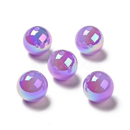 UV Plating Opaque Rainbow Iridescent Acrylic Beads LS-SACR-A001-03I-1
