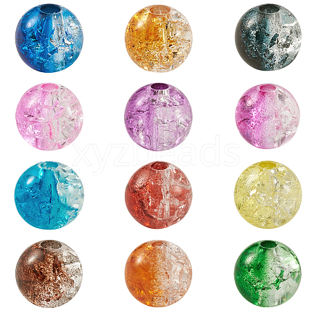 Two Tone Transparent Crackle Acrylic Beads CACR-TA0001-01-1