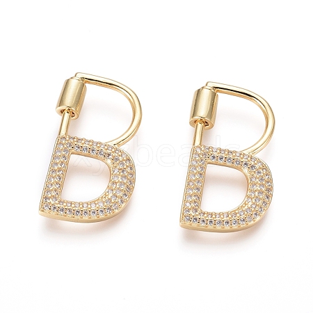 Brass Micro Pave Cubic Zirconia Screw Carabiner Lock Charms KK-I033-01G-B-1