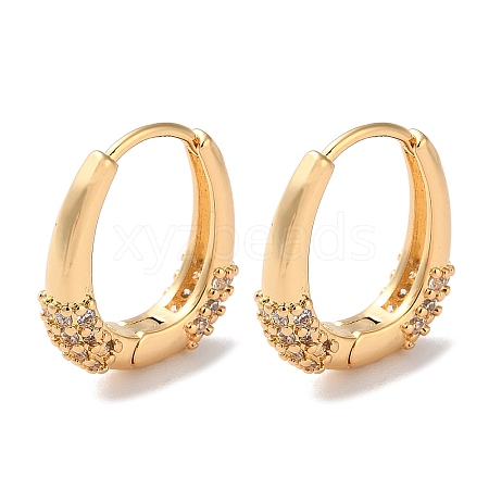 Oval Brass Micro Pave Cubic Zirconia Hoop Earrings for Women EJEW-B056-07G-1